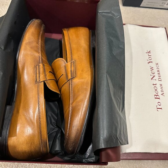 $425 To Boot New York Alek Penny Loafer Cognac Tan Leather 11.5 Super Clean! - Picture 3 of 13